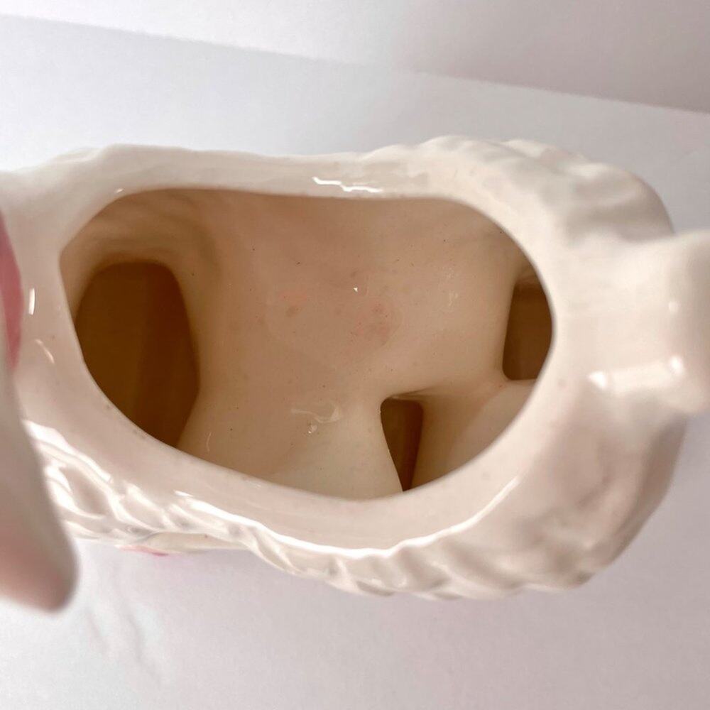 Vintage Japan Ceramic Lamb Planter Vase White Pink Nursery - Picture 10 of 15
